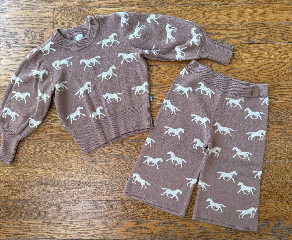 Modern Moments Girls' Knit Horse Print Set Size 2